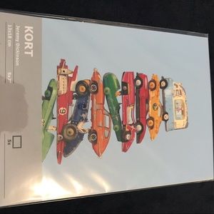 Set of 5 cards from IKEA of cars.